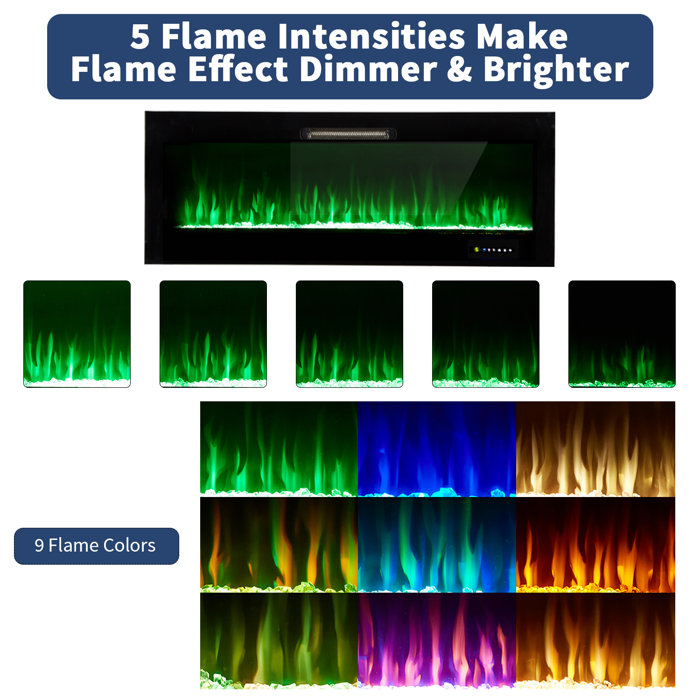 Ebern Designs Paynesville Recessed Wall Mounted Electric Fireplace